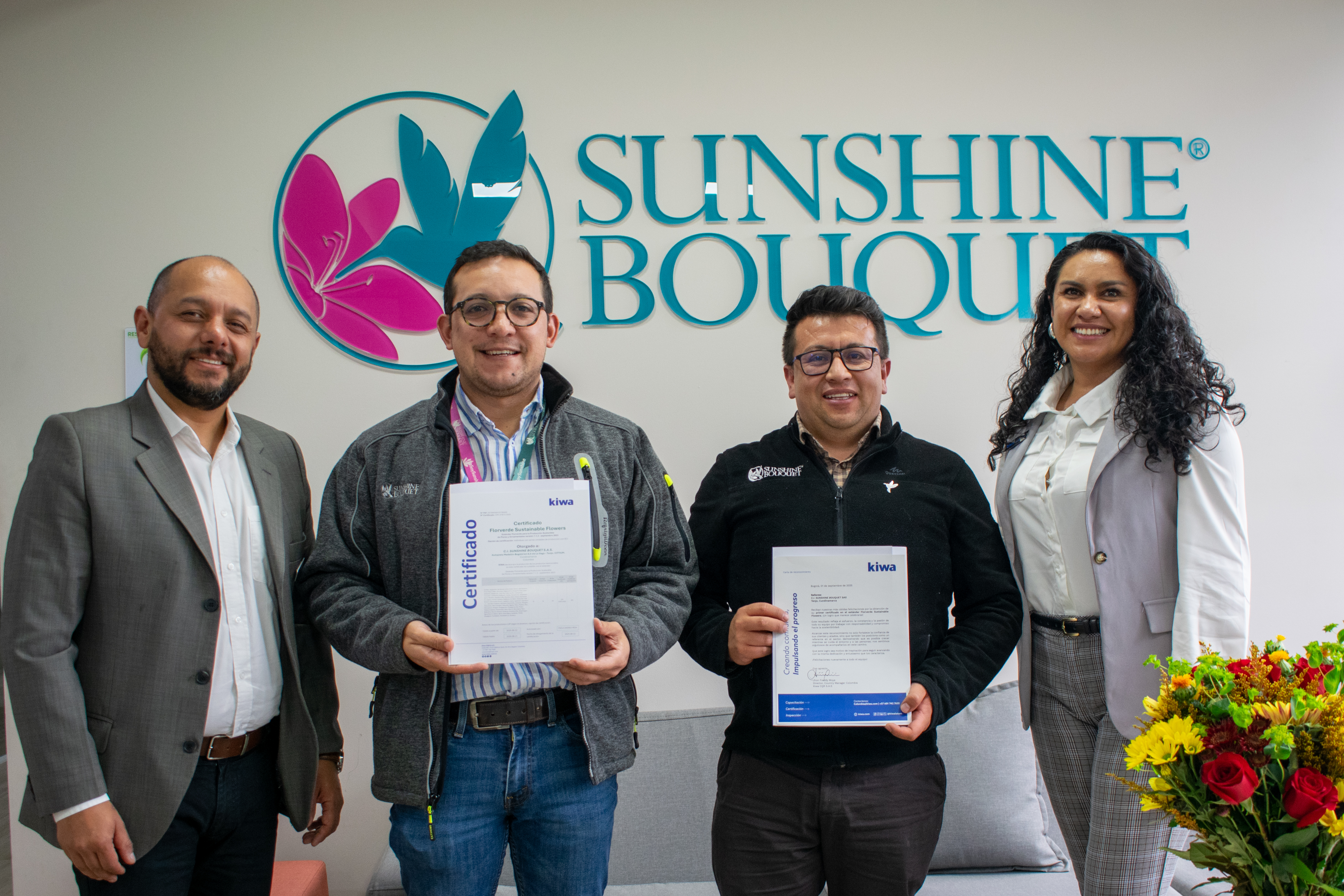 entrega certificacion Florverde Sunshine Bouquete Kiwa