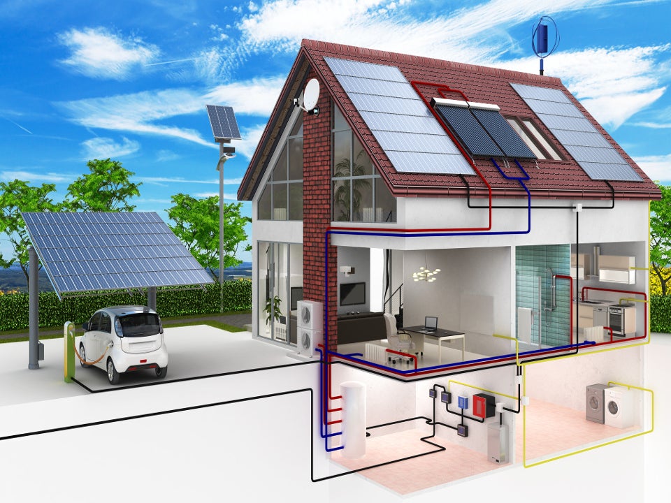 3D design of a sustainable house, powered only by renewable energy
