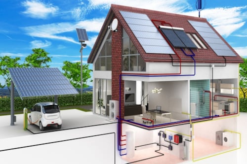 3D design of a sustainable house, powered only by renewable energy