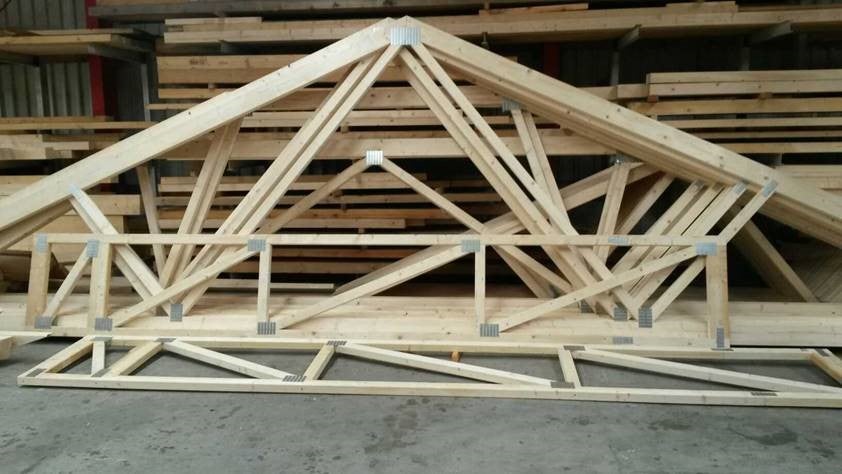 Wooden building materials  connected with metal nail plates