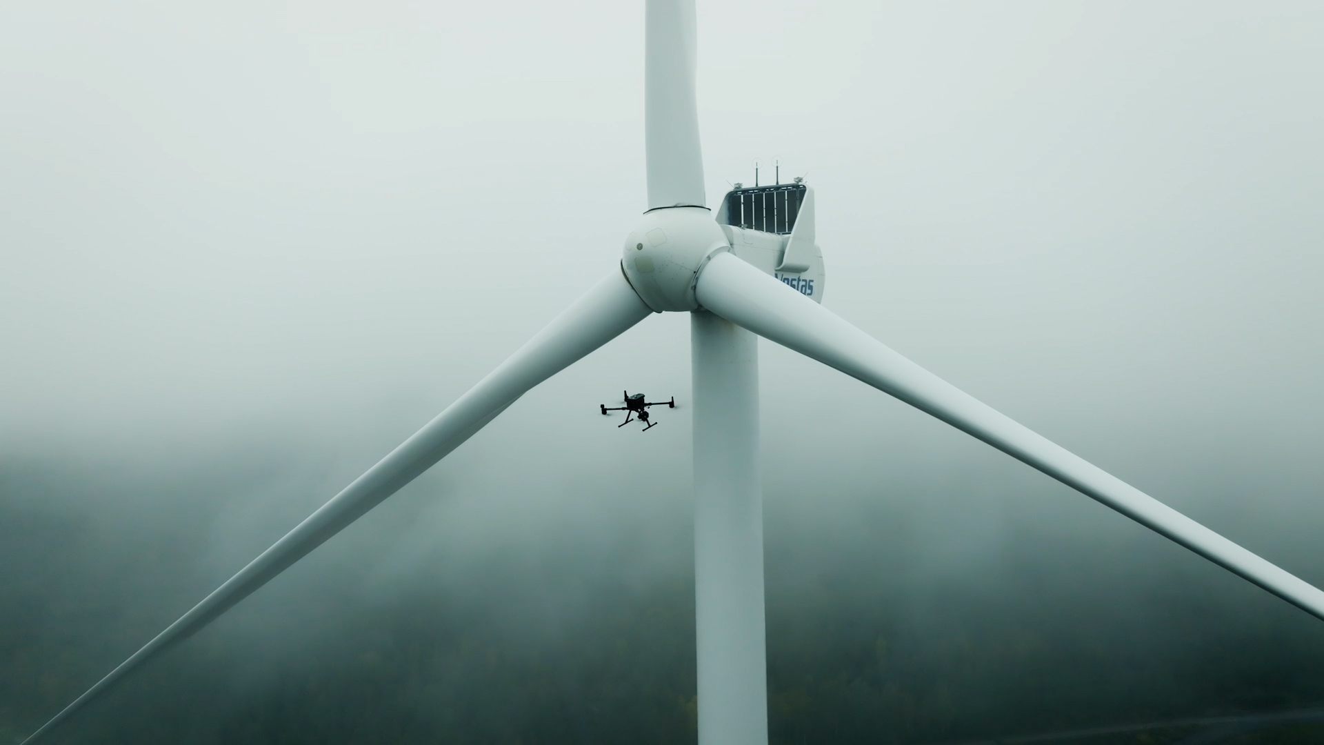 wind turbine in the fog