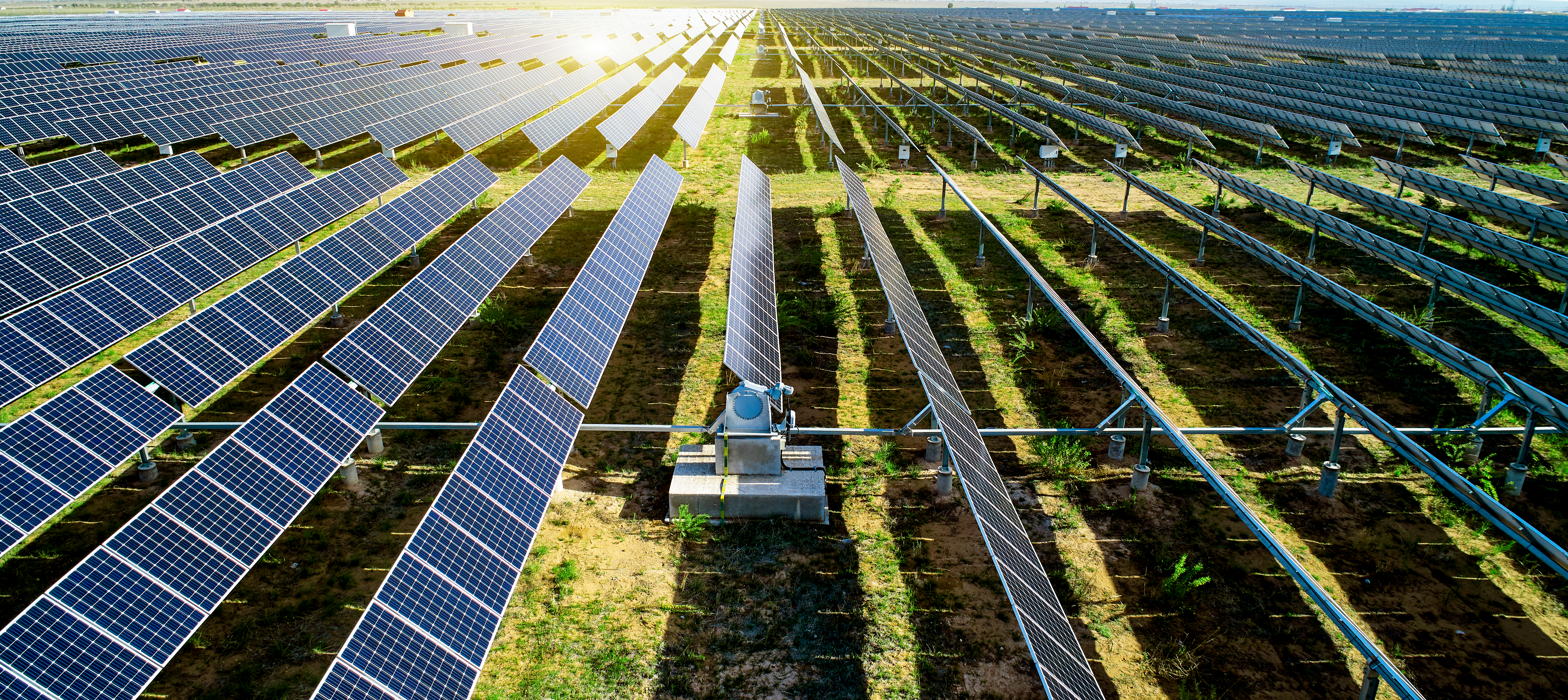long grass field with countless solar pannels taking part in a batch testing session